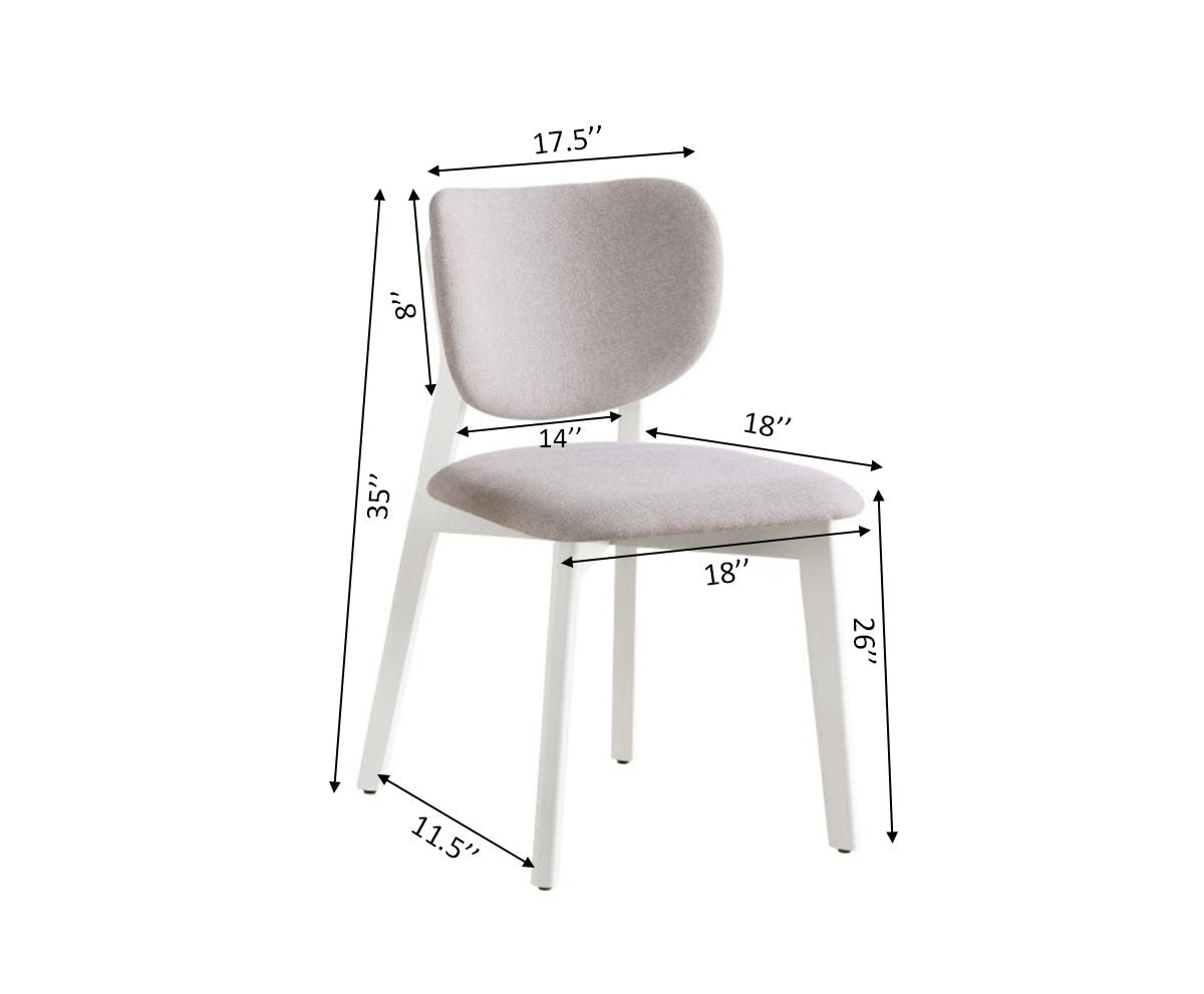 Brassex Dua Cream Fabric Upholstered Dining Chair with Curved Backrest, 2-pc