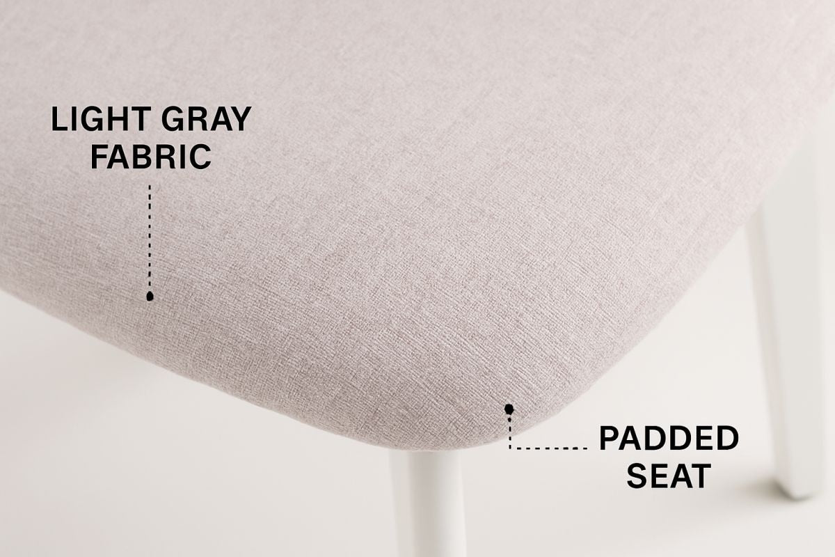 Brassex Dua Cream Fabric Upholstered Dining Chair with Curved Backrest, 2-pc
