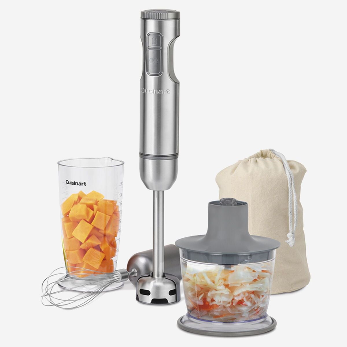 Cuisinart SmartStick 2-Speed Corded Hand Blender with Chopper & Whisk Attachments, Stainless Steel