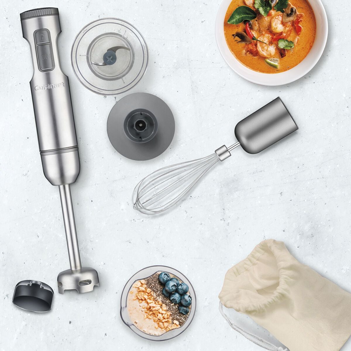 Cuisinart SmartStick 2-Speed Corded Hand Blender with Chopper & Whisk Attachments, Stainless Steel
