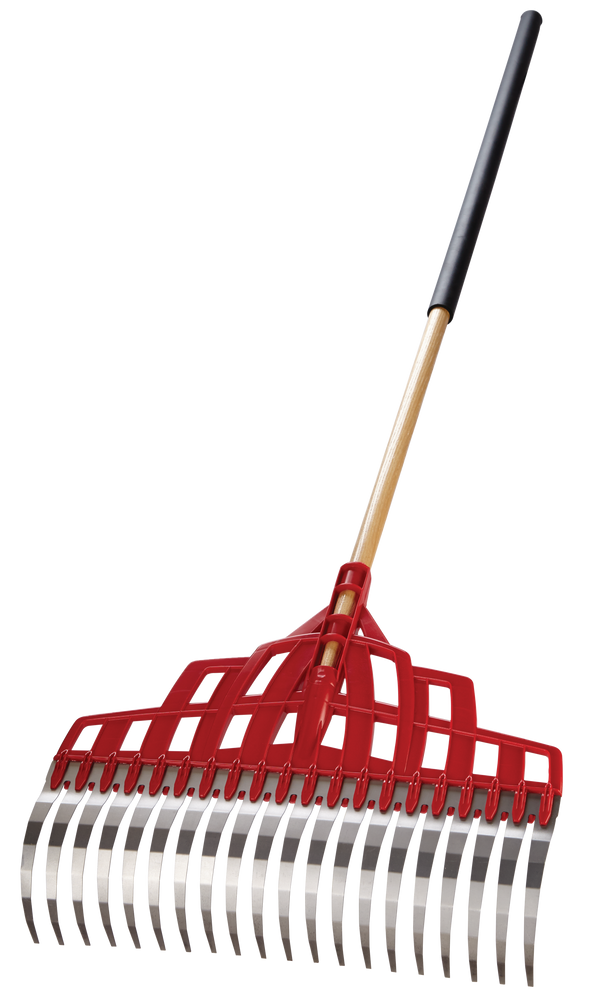 Garant Multi-Purpose Poly Steel 20-Tine Leaf Rake, Wooden Shaft, 65.5-in