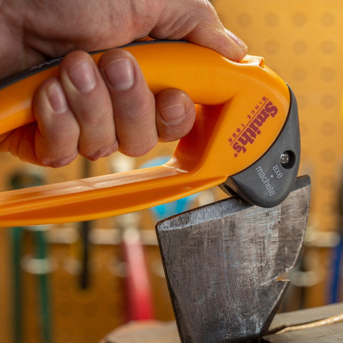 Smiths Axe and Machete Hand Sharpener with Soft-Grip Handle