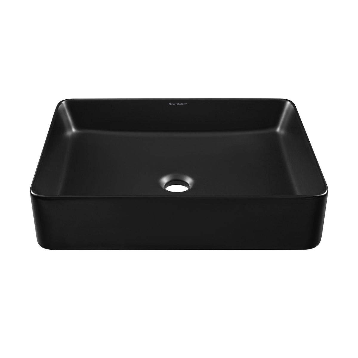 Swiss Madison Concorde Rectangle Ceramic Vessel Sink, Matte Black