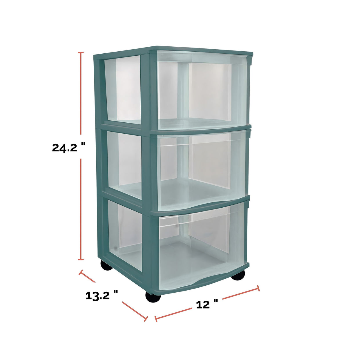 Type A 3-Drawer Storage Tower, Green
