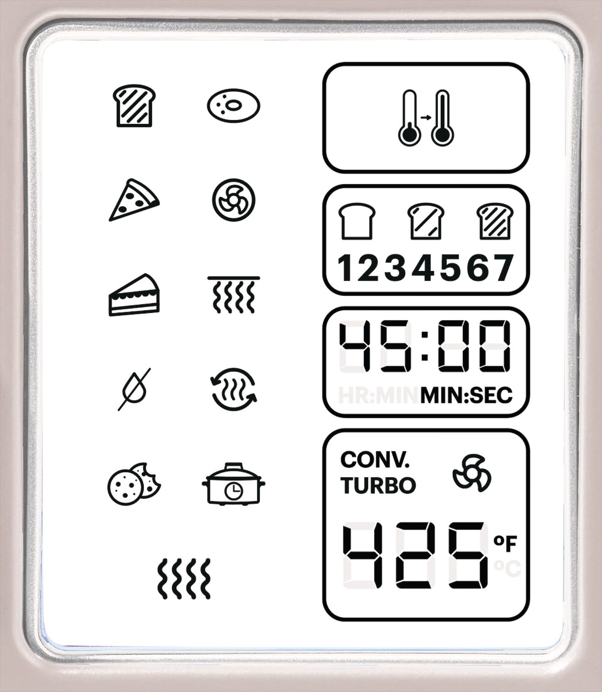 Vida by PADERNO Digital Multi-Functional Air Fryer Toaster Oven with 11 Pre-Set Functions, Shortbread, 6-Slices