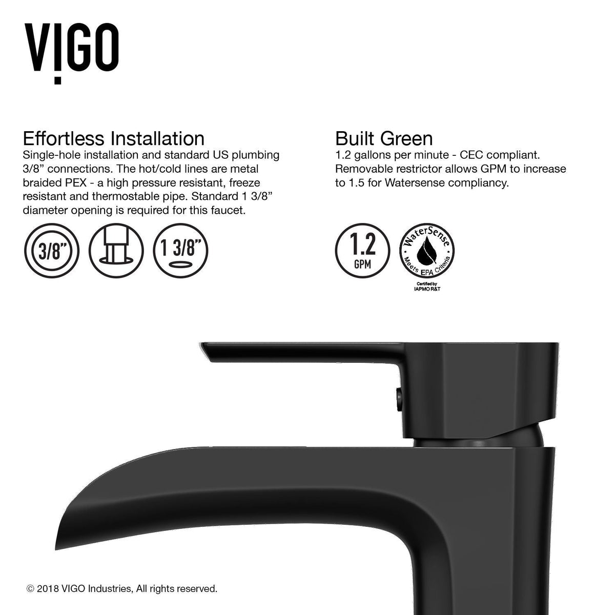 VIGO Sottile MatteShell Matte Black Bathroom Sink/Basin Set with Niko Faucet and Glass Rectangular Vessel