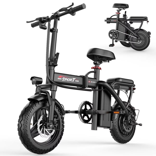 14 in Electric Bike with Dual Front Suspension 500W Folding Ebike, Up to 25Miles 20MPH, 48V Removable Lithium-Battery, 14 in Foldable Commuting... W0