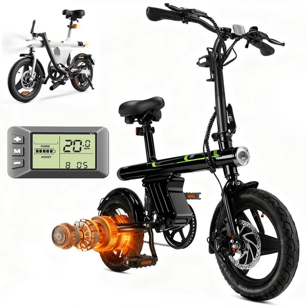 14 in Electric Bike for Adults,500W Folding E-Bike,Electric Commuter Mini Bikes,Electric Bicycles with 36V Removable Battery,Black J4