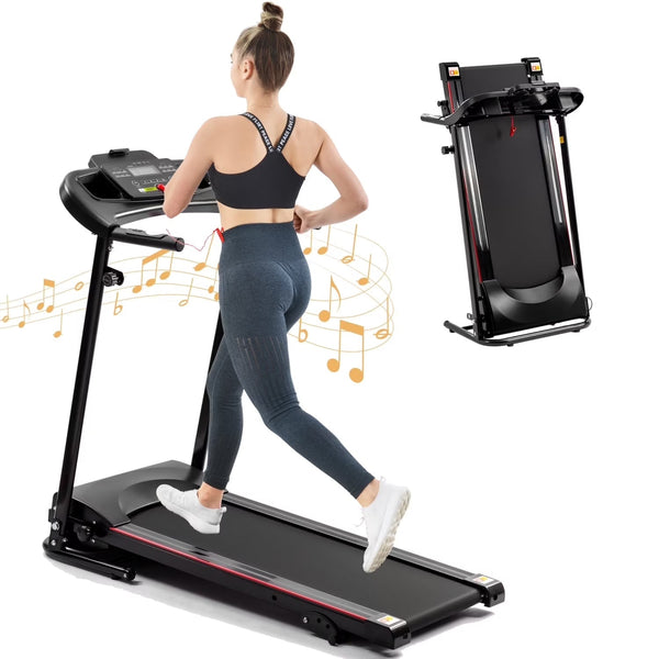 2.5HP Folding Treadmill with Incline, Electric Folding Treadmill for Walking Treadmill Machine 5 in LCD Screen 250 LB Capacity MP3 D9