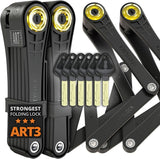 Jiu-style folding bicycle lock set - Patent technology, consisting of two sets of perfectly matching bicycle locks, each set equipped with 6 identical keys - 18/18 level heavy-duty anti-theft security protection device, with key and shell fixation de