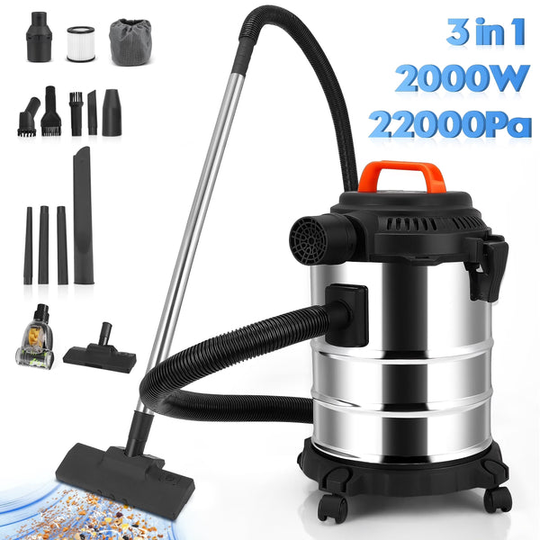 RELOIVE Wet Dry Vacuum,4.5 Gallon 2000W 6.5 Peak HP,3-in-1 Stainless Steel Shop Vacuum Wet and Dry,with Filter and Attachments for House Garage... M8