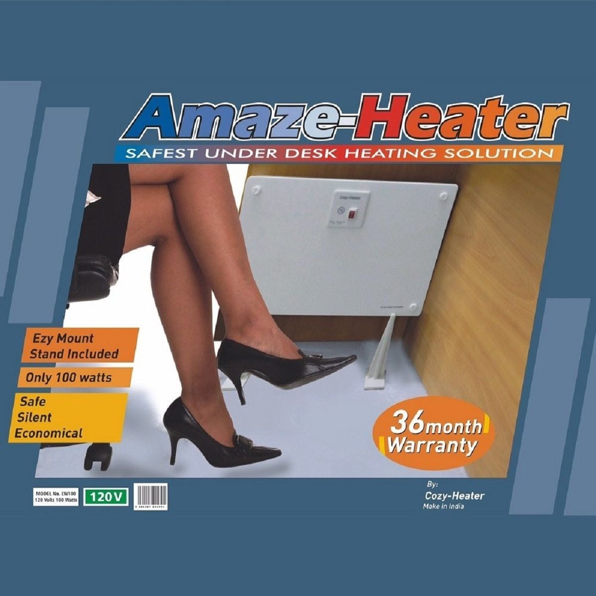 Amaze Heater Ceramic Under the Desk Space Heater with Ezymount Stands, 100W, White