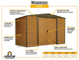 Arrow Woodridge 6x5-ft Corrosion-Resistant Steel Storage Shed
