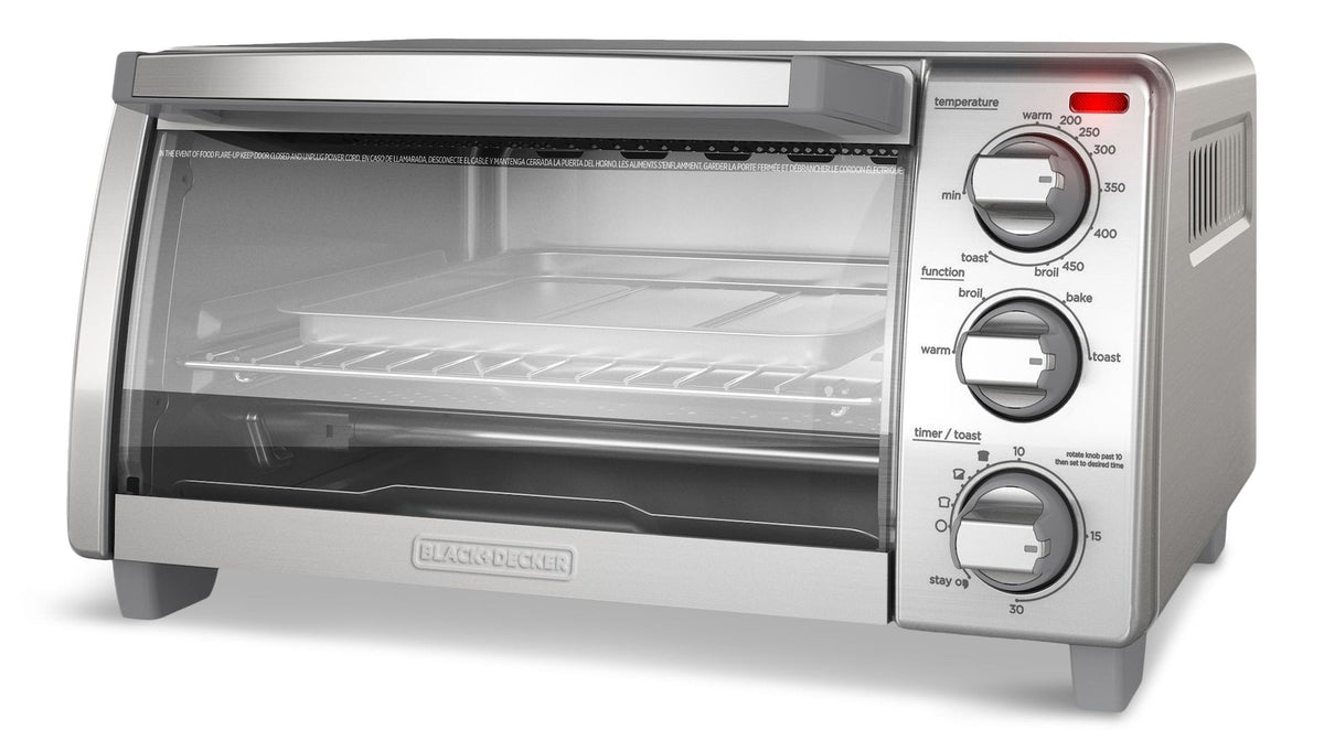Black & Decker Toaster Oven with Natural Convection, Stainless Steel, 4-Slice