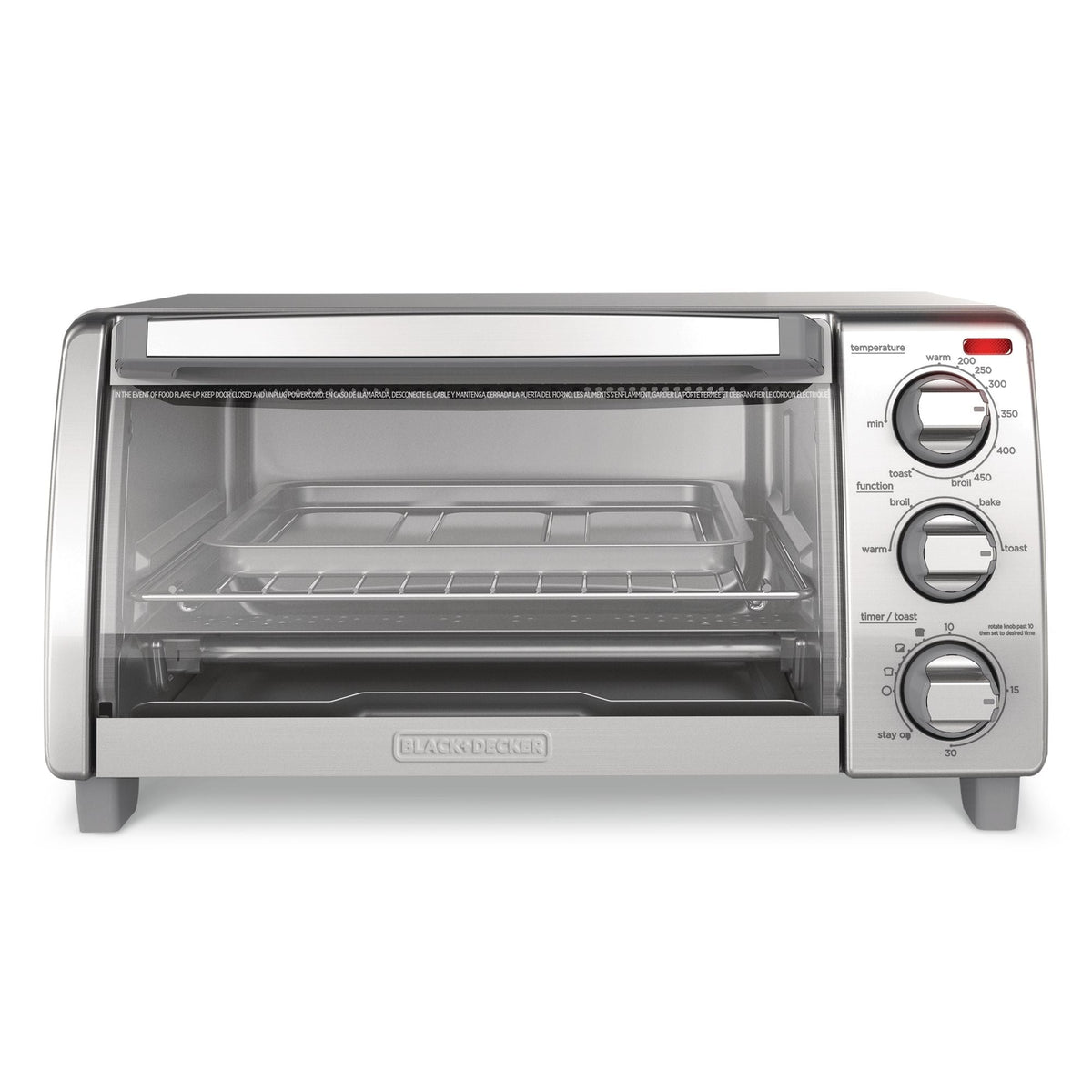 Black & Decker Toaster Oven with Natural Convection, Stainless Steel, 4-Slice