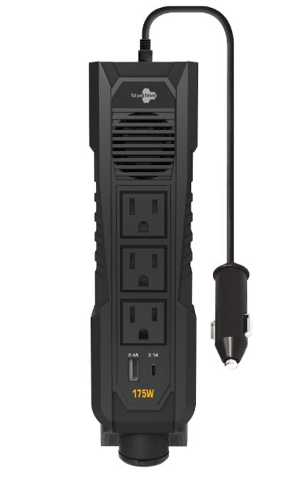 Bluehive Power Inverter with USB Ports & Electrical Outlets, 175W,