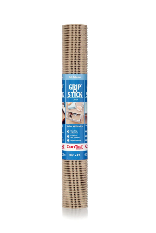 Con-Tact Grip-N-Stick Removable Adhesive Non-Slip Shelf/Drawer Liner, Taupe, 18-in x 4-ft S3