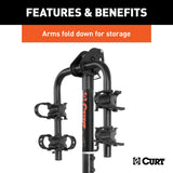 CURT 18021 Hitch Mounted Bike Rack, Fits 1-1/4" and 2" Receiver, 2 Bikes