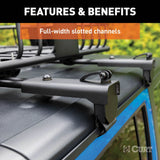 CURT 18122 Quick-Release Roof Rack Crossbars, Black Steel, Select Jeep Wrangler JK