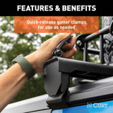 CURT 18122 Quick-Release Roof Rack Crossbars, Black Steel, Select Jeep Wrangler JK