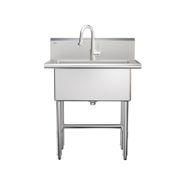 Danze Single Deep Bowl Stainless Steel Utility Sink with Pull-Down Faucet & Strainer, 30-in S3