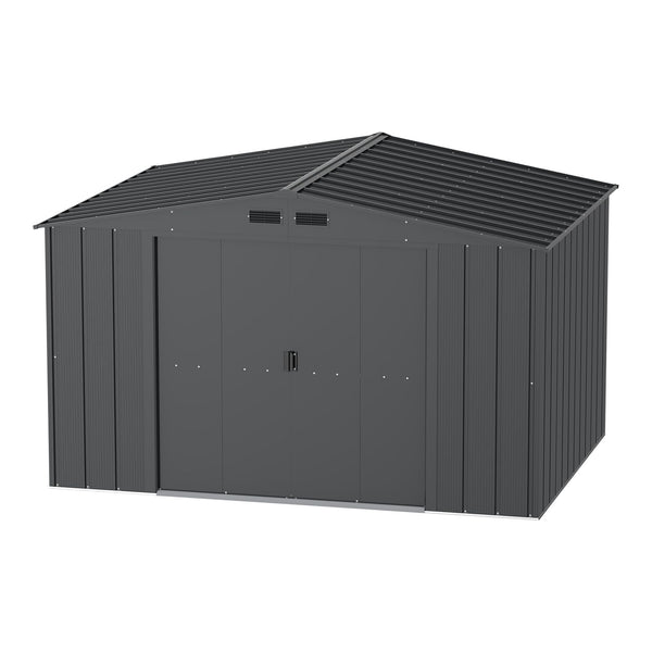 Duramax Metal Outdoor Storage Shed with Steel Frame, Dark Grey, 10-1/2-ft x 8-ft X2