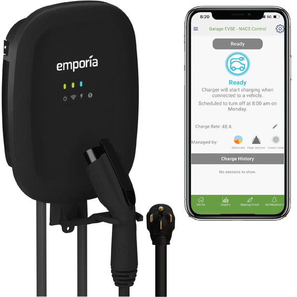 Emporia 40A Wi-Fi Level 2 NEMA 14-50 J1772 EV Charger W4