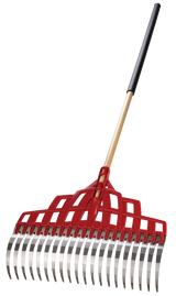 Garant Multi-Purpose Poly Steel 20-Tine Leaf Rake, Wooden Shaft, 65.5-in