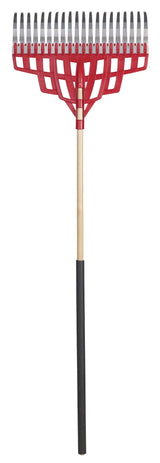 Garant Multi-Purpose Poly Steel 20-Tine Leaf Rake, Wooden Shaft, 65.5-in
