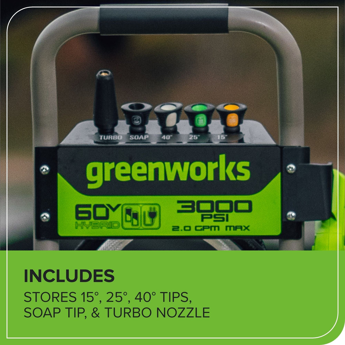 Greenworks 60V 3000PSI 2.0GPM Hybrid AC/DC Pressure Washer, Tool Only