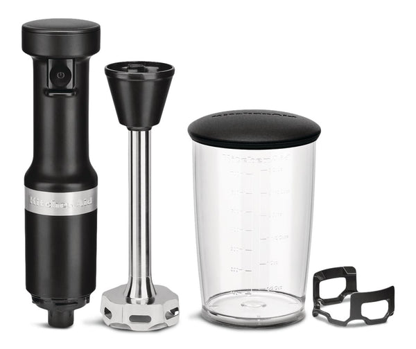KitchenAid KHBV53BM Variable Speed Corded Hand Blender with Blending Jar, Black Matte L9