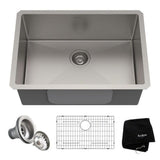 Kraus Standard PRO Undermount Stainless Steel Single Bowl Kitchen Sink, 26x18x10-in