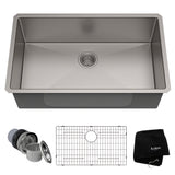 Kraus Standard PRO Undermount Stainless Steel Single Bowl Kitchen Sink, 32x19x10-in