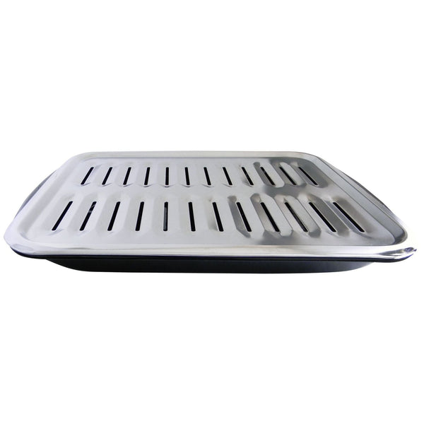 Laser 62250 2-in-1 Broiler Pan, Chrome/Porcelain, Dishwasher Safe, Black, 16 x 12.75 x 1.75-in X3