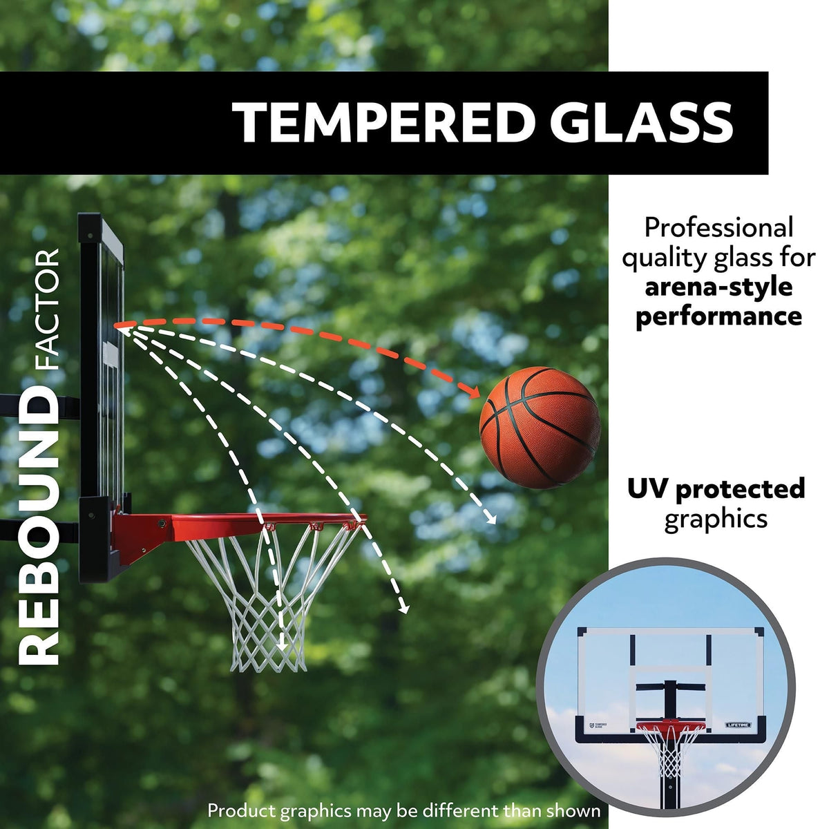 Lifetime Mommoth Bolt Down Basketball Hoop with 72-in Tempered Glass