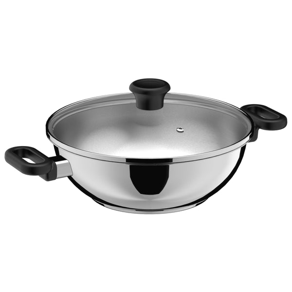Maharaja 3.4qt Stainless Steel Karahi with lid 26cm 10.25in D0