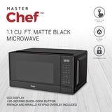 MasterChef Matte Microwave, Black, 1.1-cu-ft