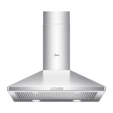 Midea Pyramid 450CFM Push Button Wall Mount Kitchen Exhaust Fan Range Hood, Stainless Steel, 30-in