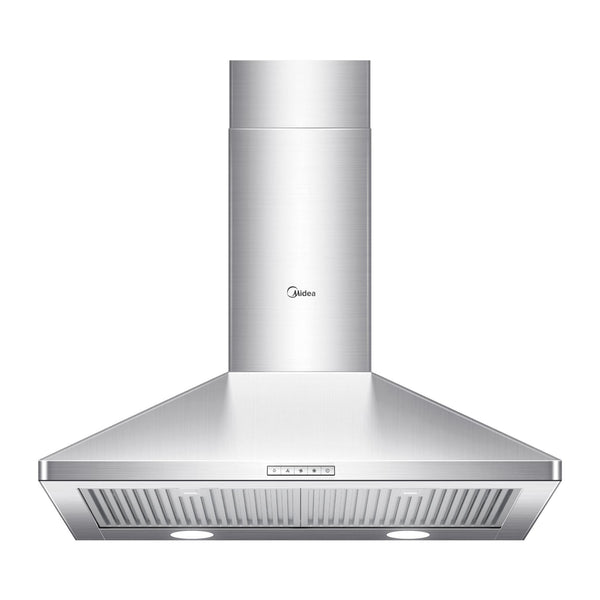 Midea Pyramid 450CFM Push Button Wall Mount Kitchen Exhaust Fan Range Hood, Stainless Steel, 30-in Q4