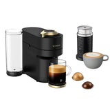 Nespresso Vertuo Pop+ Deluxe Coffee and Espresso Machine by Breville with Aeroccino with $25 Nespresso Coffee Credit, Matte Black and Gold