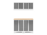 NewAge Bold 3.0 Series All-in-One Lockable Steel Garage Cabinetry Set with Bamboo Top, White/Platinum, 48-in x 18-in x 76.75-in, 5-pc