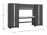 NewAge Bold 3.0 Series Lockable Steel Garage Cabinetry Set with Stainless Steel Top, Grey, 120-in x 18-in x 72-in, 5-pc