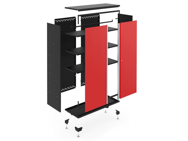 NewAge Bold Series 24-Gauge Steel RTA Storage Locker with 3 Shelves, Black/Red, 30-in K8