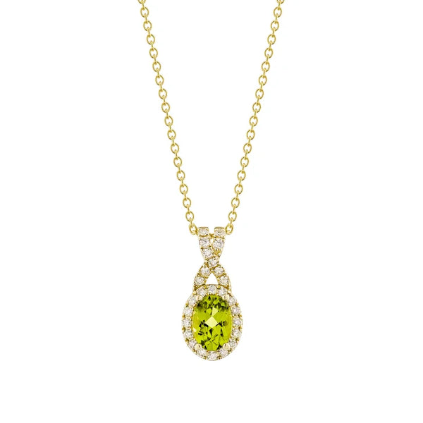 Oval Cut Peridot and Diamond Pendant (0.19 ctw) Q7