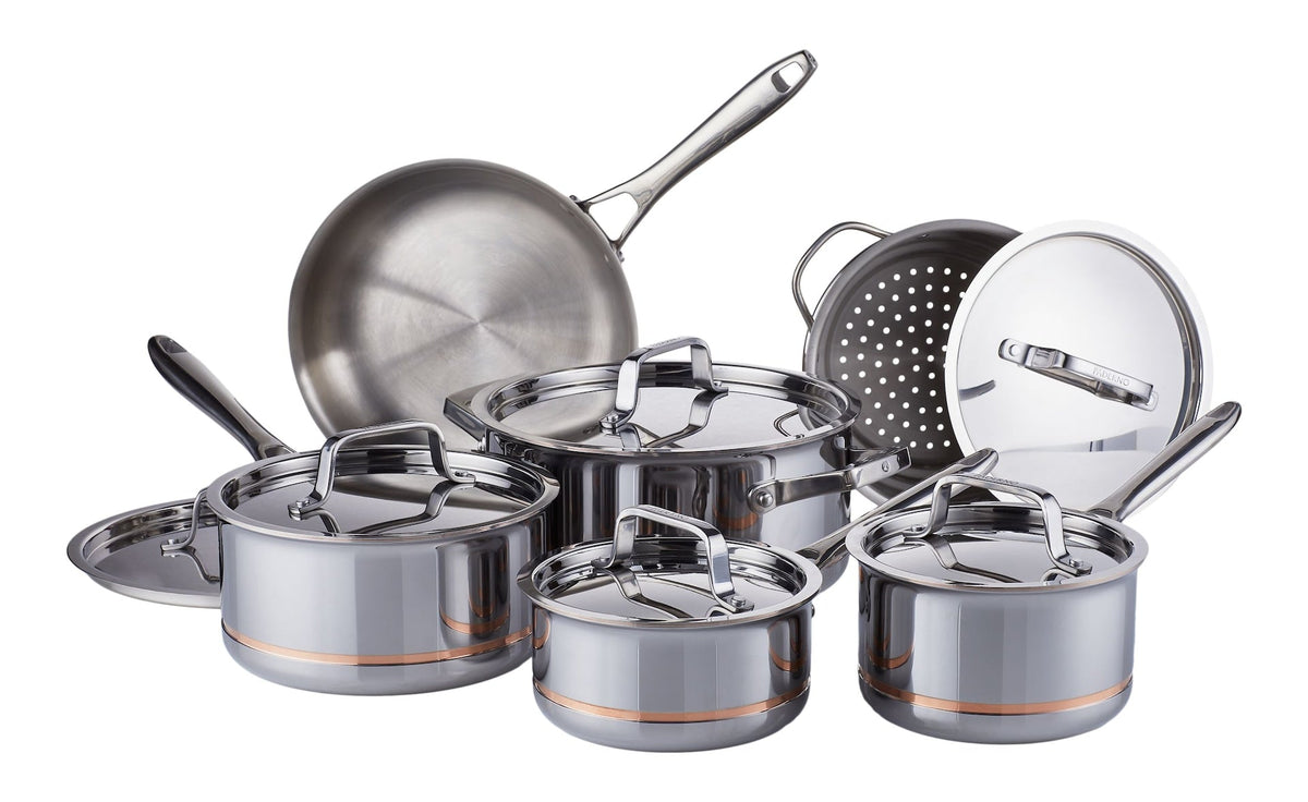 PADERNO 5-Ply Copper Core Stainless Steel Cookware Set, Oven Safe, 12-pc