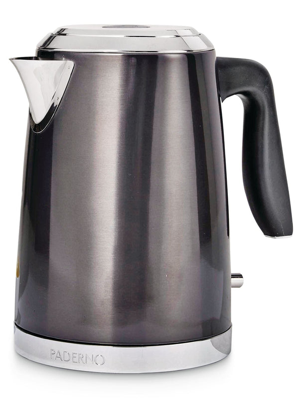 PADERNO Cordless Electric Kettle with Auto Shut Off, Black Stainless Steel, 1.7L P5