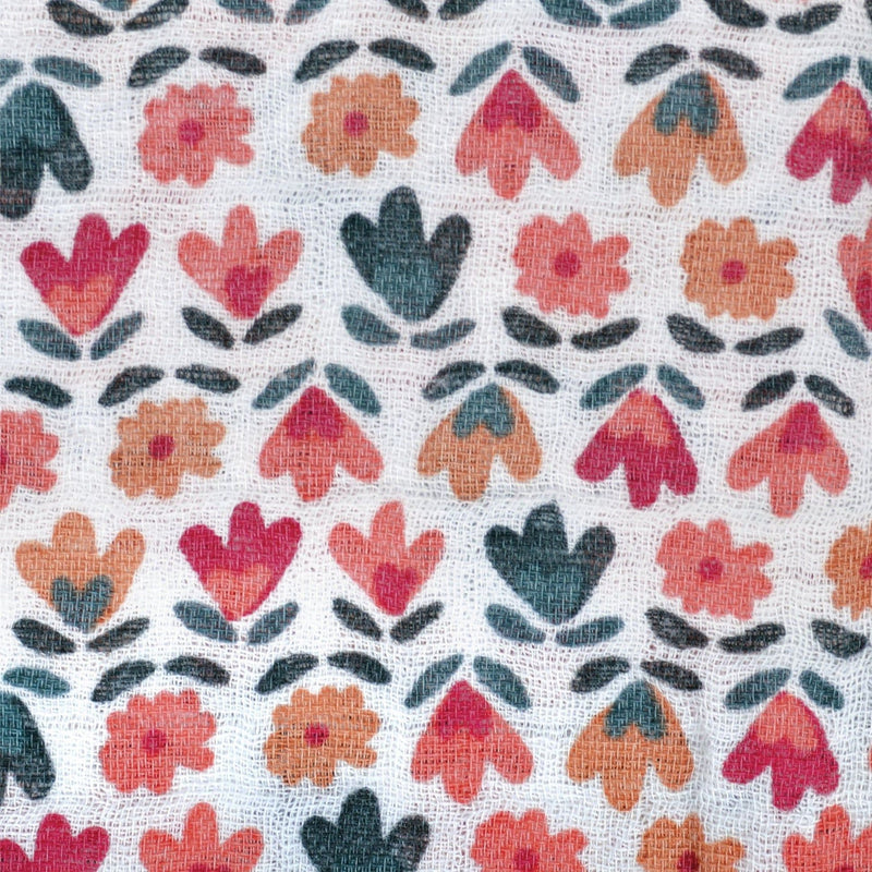 Perlimpinpin Cotton Muslin Baby Swaddle Blanket, Floral G1