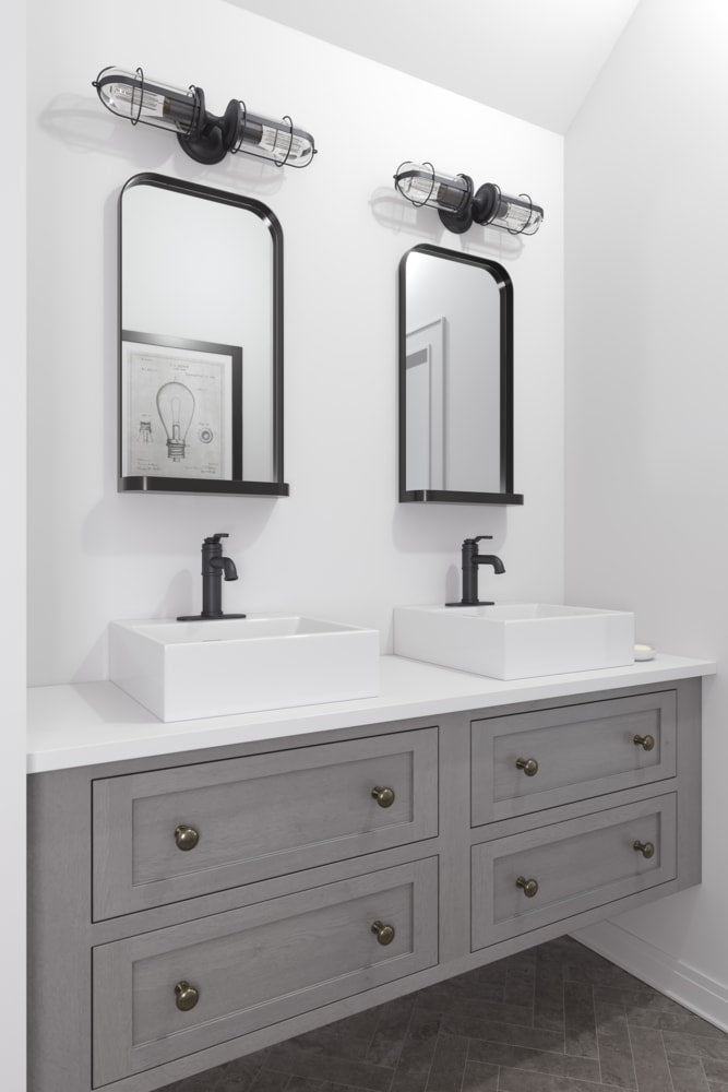Pfister Breckenridge Single Handle High Arc Bathroom Sink Faucet, Push & Seal Drain, WaterSense Certified, Black