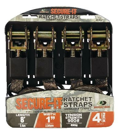 RPS Ratchet Tie-Down Straps, 1-in x 8-ft (2.54 cm x 2.4 m), 4-pk L1