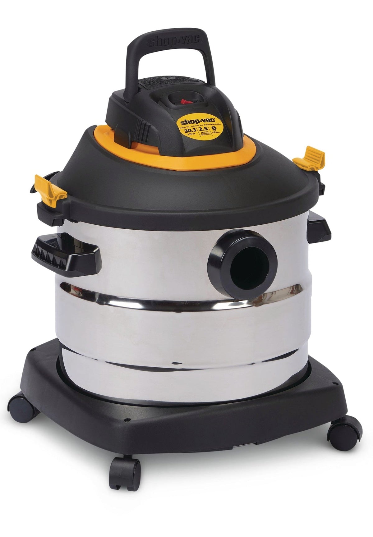 Shop-Vac 2031848 2.5 Peak HP Stainless Steel Wet/Dry Shop Vacuum with Hose and Accessories, 30-L